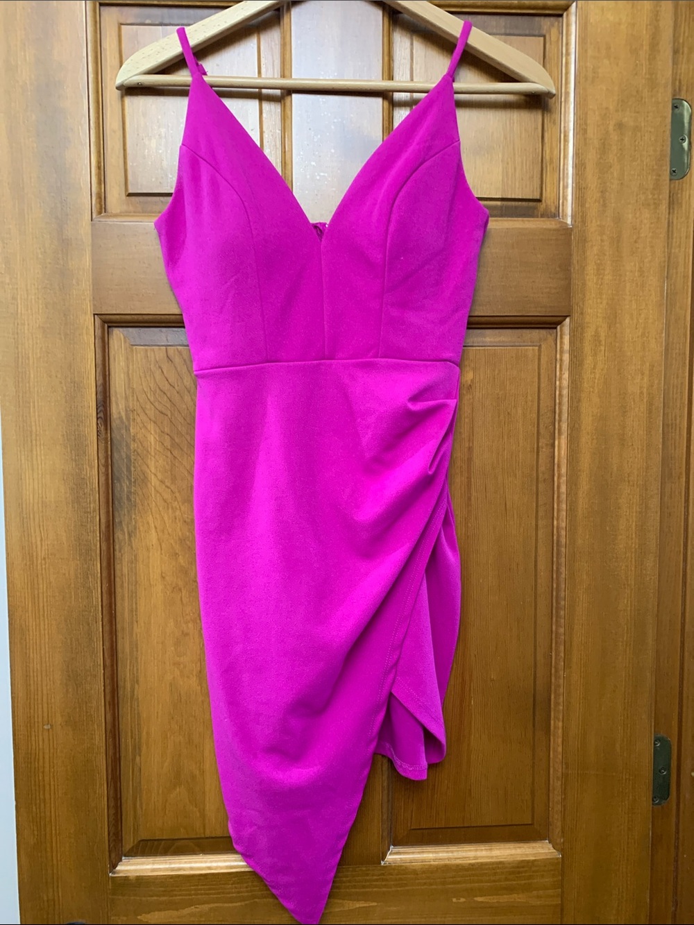 Emerald Sundae Fuchsia V-Neck Spaghetti Strap Dress